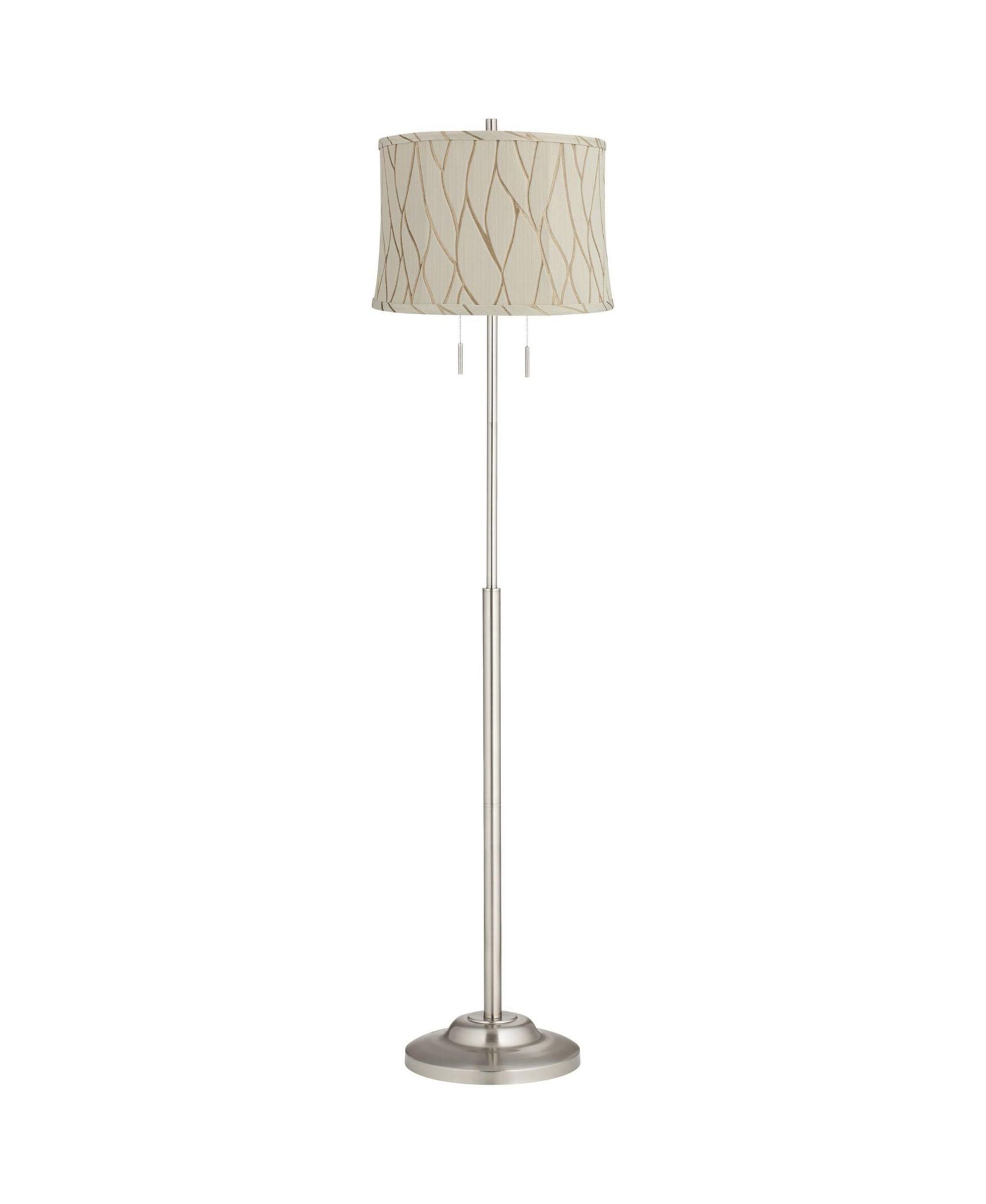 360 Lighting Abba Modern 65" Tall Standing Floor Lamp Twin Pull Chain Silver Metal Brushed Steel Finish