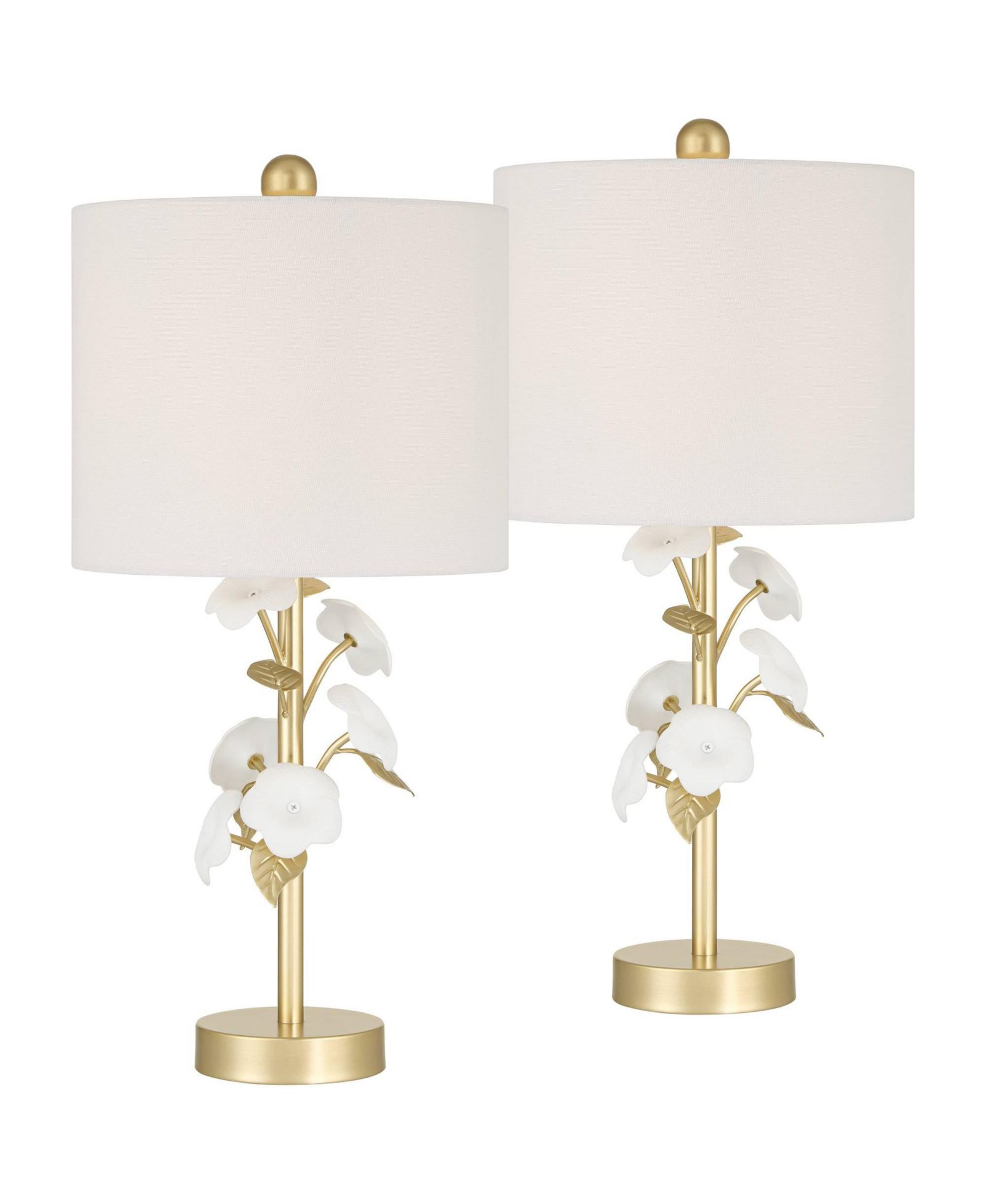 360 Lighting Descanso 21"H Gold and  Flower Table Lamp Set of 2 with Dimmer