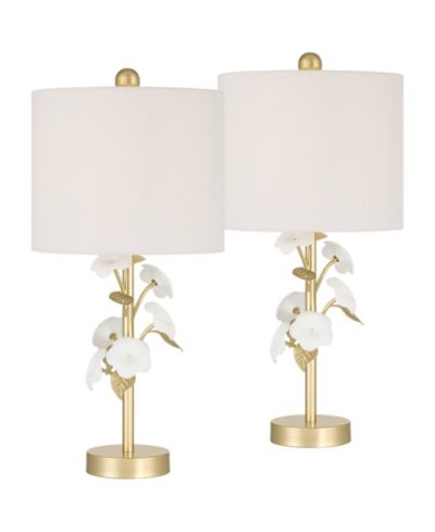 360 Lighting комплект из 2 настольных ламп Descanso с цветочным декором, золотистым цветом и диммером, 21 дюйм