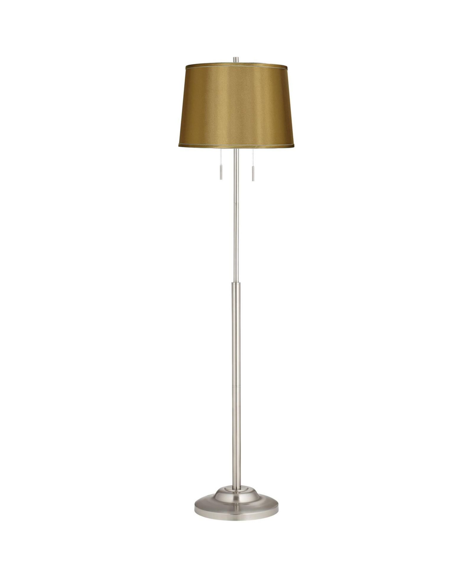 360 Lighting Abba Modern 65" Tall Standing Floor Lamp Twin Pull Chain Metal Brushed Steel Finish Drum Sydnee Shade