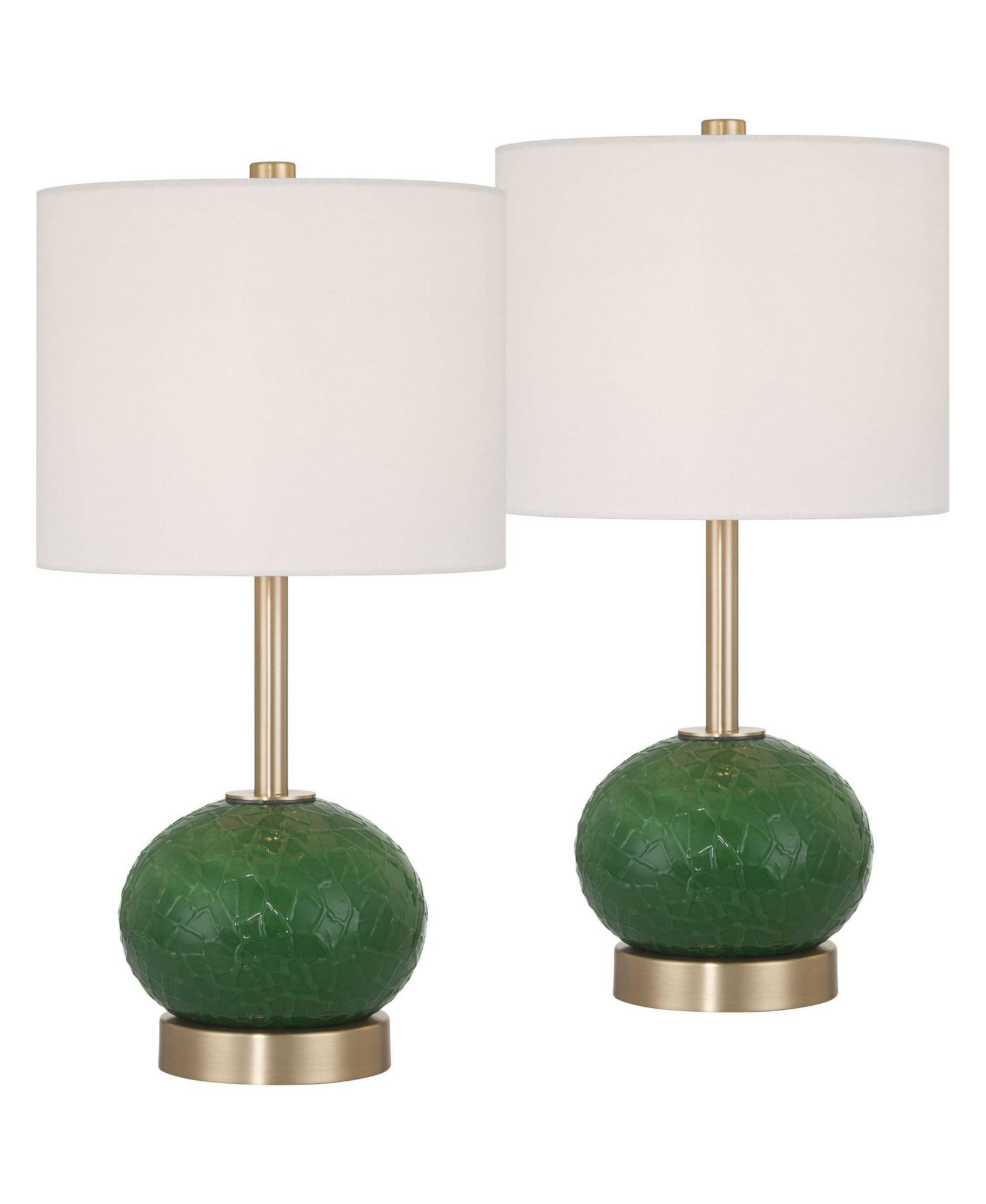 360 Lighting Maris 20" High Glass and Satin Brass Table Lamp Set with Dimmer