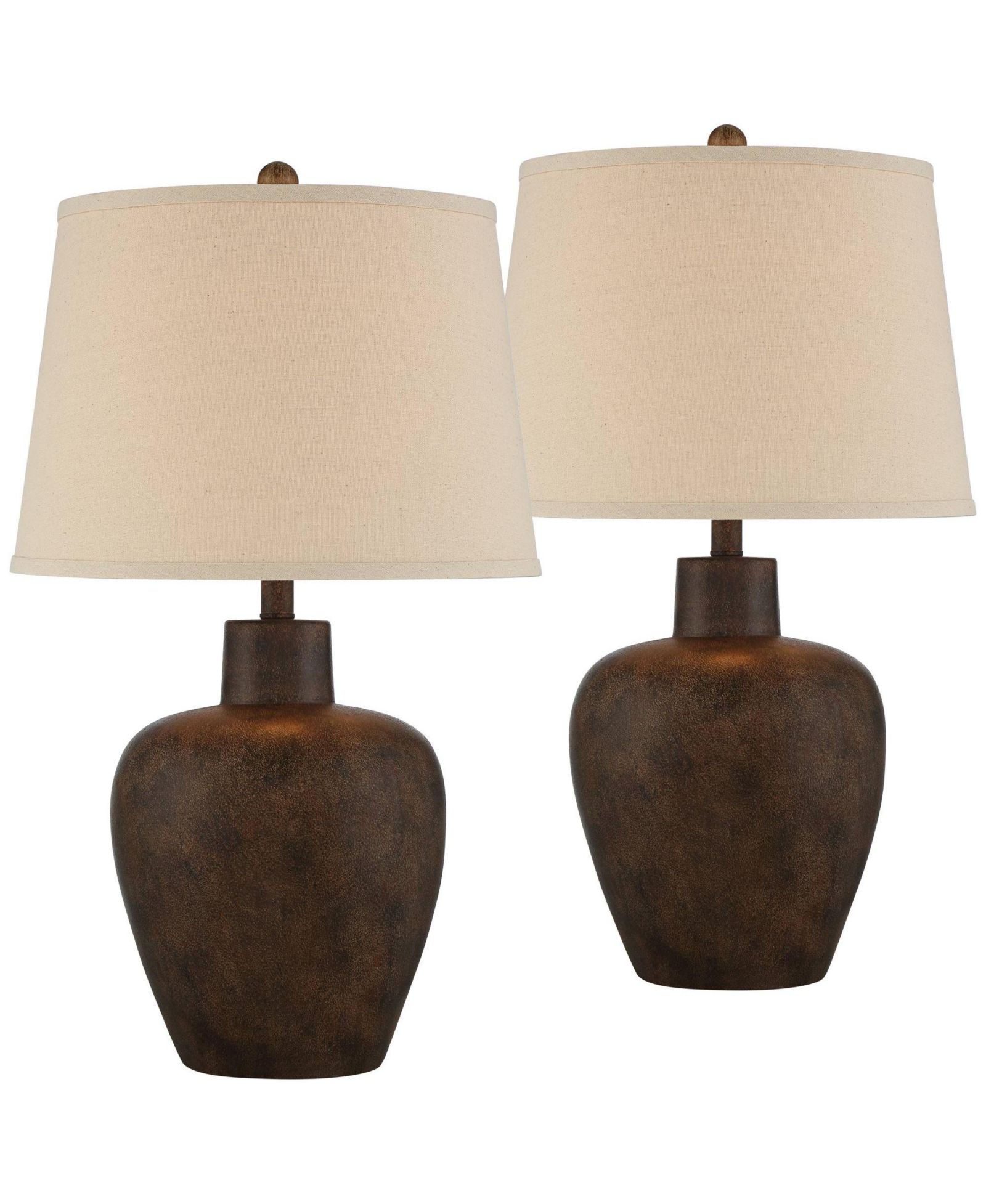 Regency Hill Glenn 27" Tall Urn Farmhouse Rustic Table Lamps Set of 2 WiFi Smart Socket Dark Terra Cotta Finish Living Room