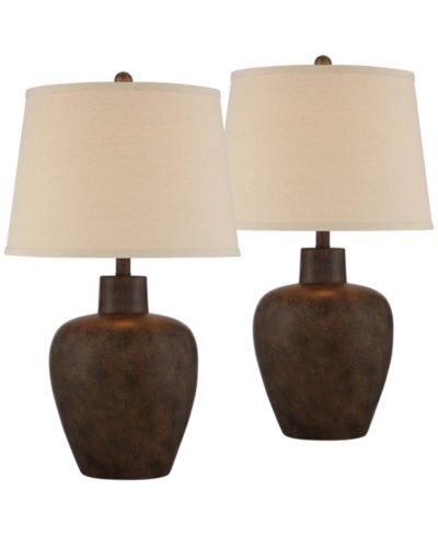 Regency Hill Набор из 2 настольных ламп Glenn 27" Tall Urn, Farmhouse Rustic, WiFi Smart Socket, Dark Terra Cotta Finish