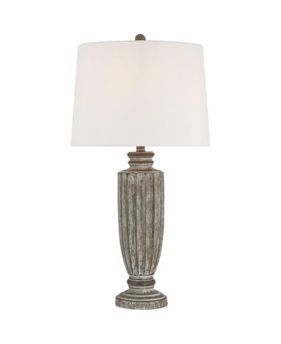360 Lighting Lockland 31" Tall Column Large Traditional End 3-Way Table Lamp Antique Finish Single Shade Living Room Bedroom