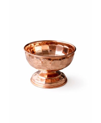 Coppermill Kitchen, Vintage Inspired Copper Pedestal Bowls with Scalloped Panel Design - Set of 2
