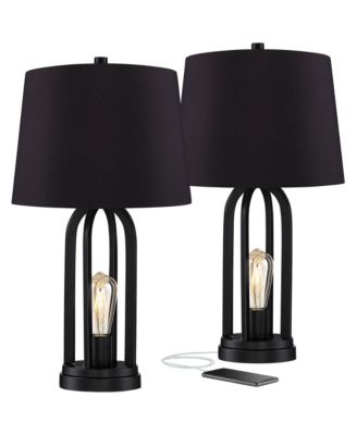 Набор из 2 настольных ламп 360 Lighting Marcel, индустриальный стиль, с USB-портом и LED ночником