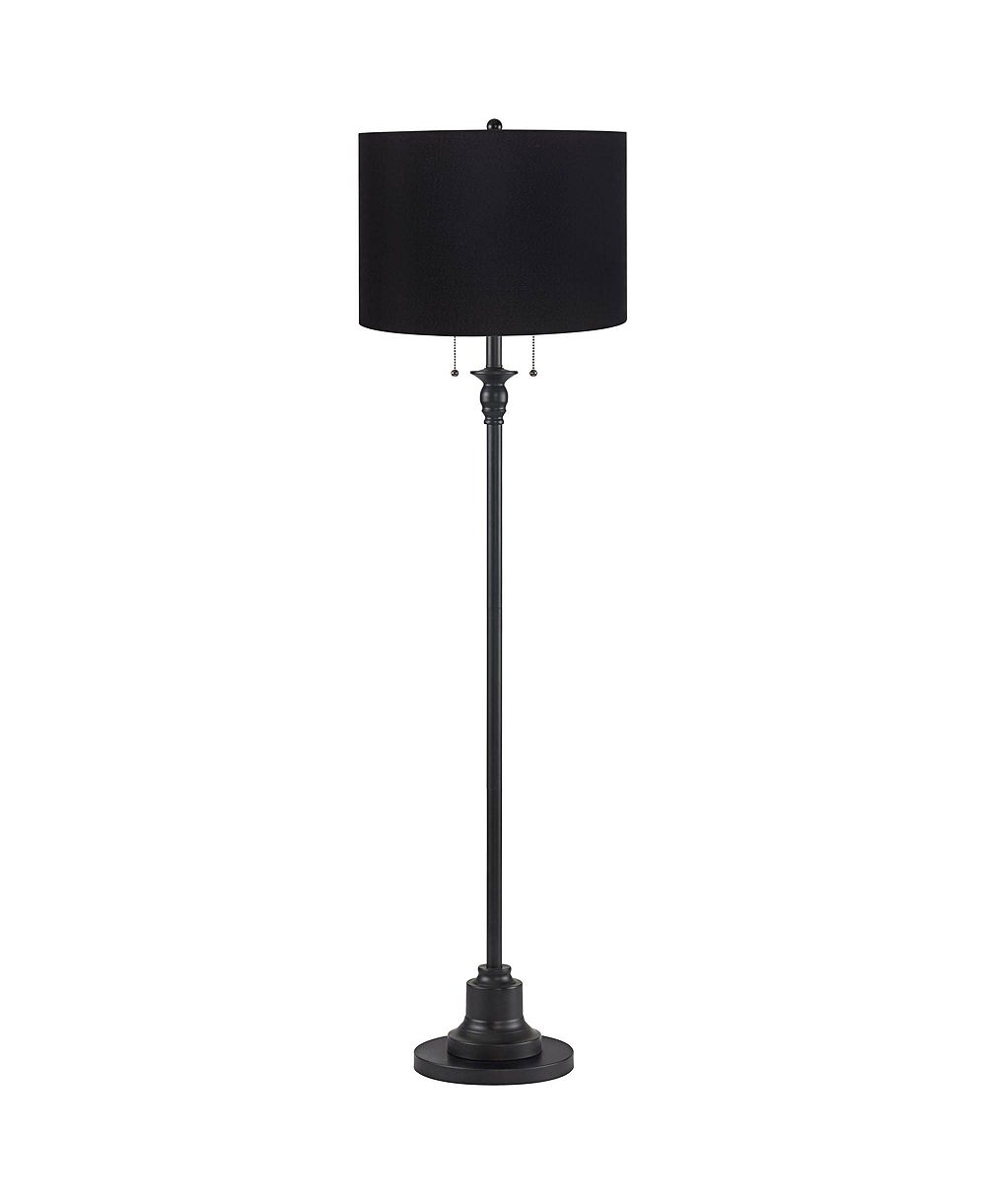 360 Lighting Dyna Traditional 58" Tall 2-Light Standing Floor Lamp Skinny Pole Pull Chain Finish Hardback Shade