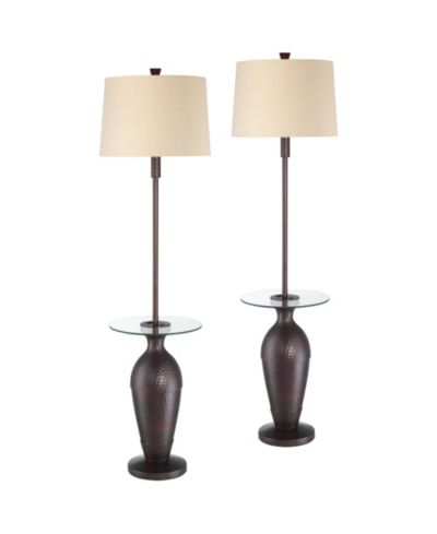Набор из 2 напольных ламп Regency Hill Fallon Rustic Industrial с USB и розеткой