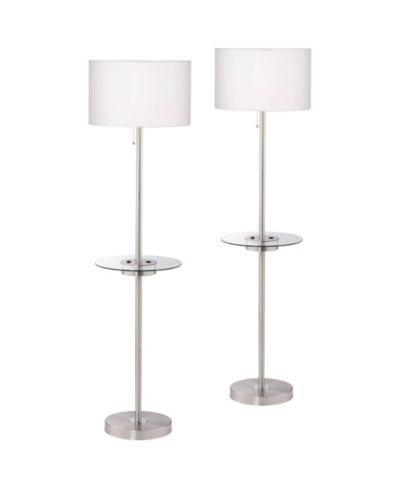 Комплект из 2 напольных ламп 360 Lighting Caper Modern с тканевым абажуром и USB