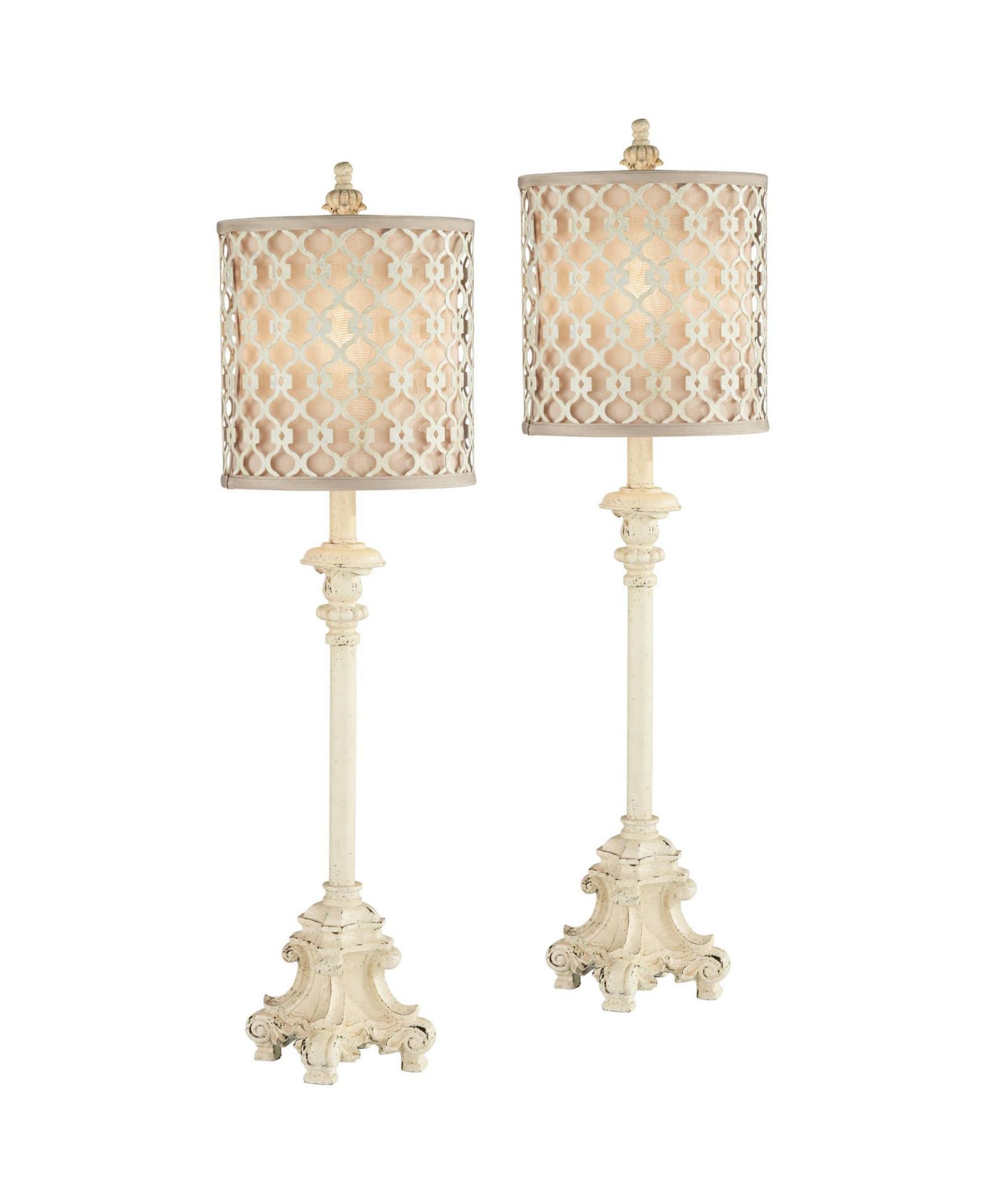 Regency Hill French Candlestick 34" Tall Scroll Skinny Buffet Traditional End Table Lamps Set of 2 Living Room Bedroom