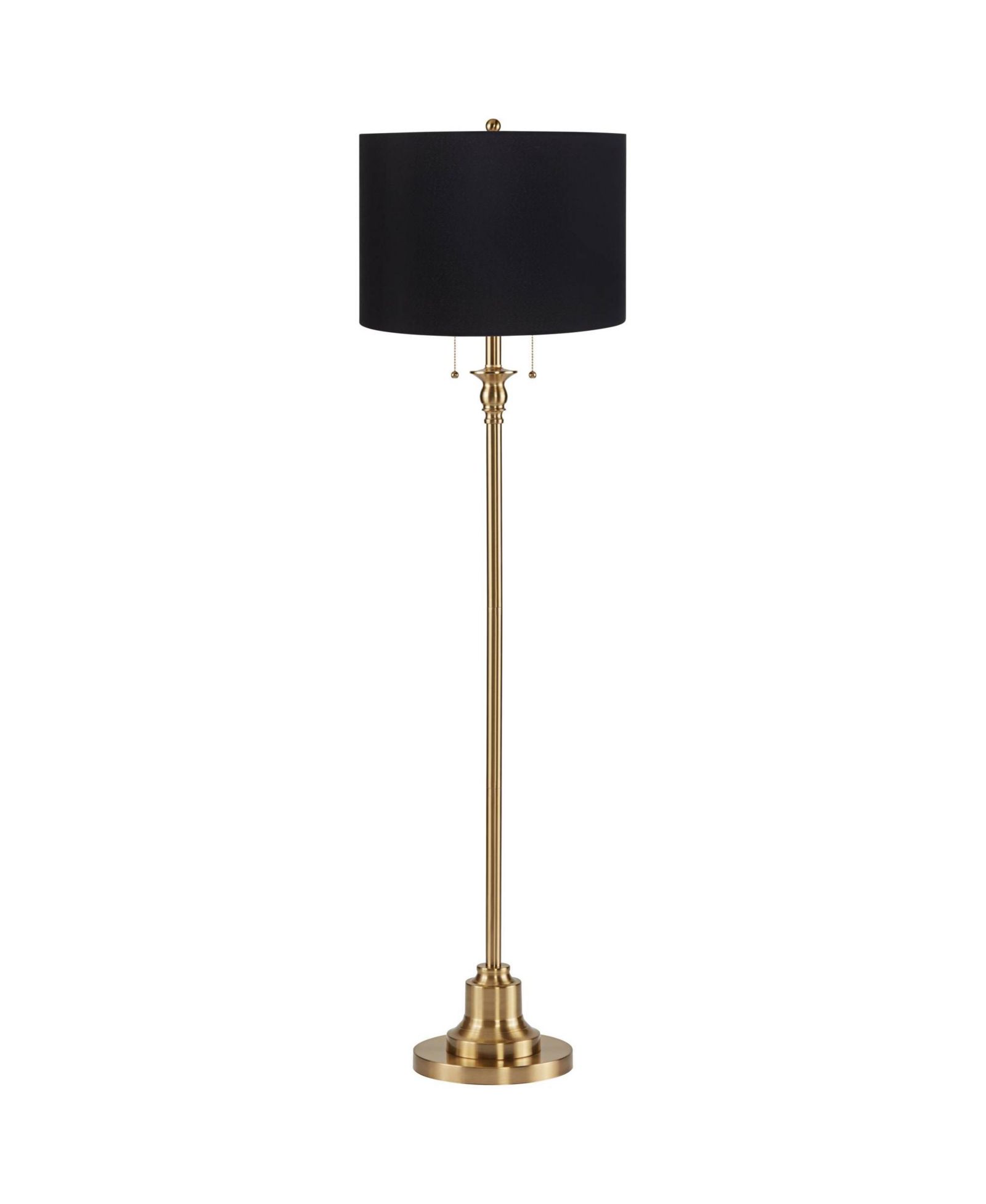 360 Lighting Dyna Traditional 58" Tall Standing Floor Lamp Skinny Pole Pull Chain Gold Antique Brass Finish Drum Shade