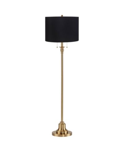 360 Lighting Dyna Traditional 58" Tall Standing Floor Lamp Skinny Pole Pull Chain Gold Antique Brass Finish Drum Shade
