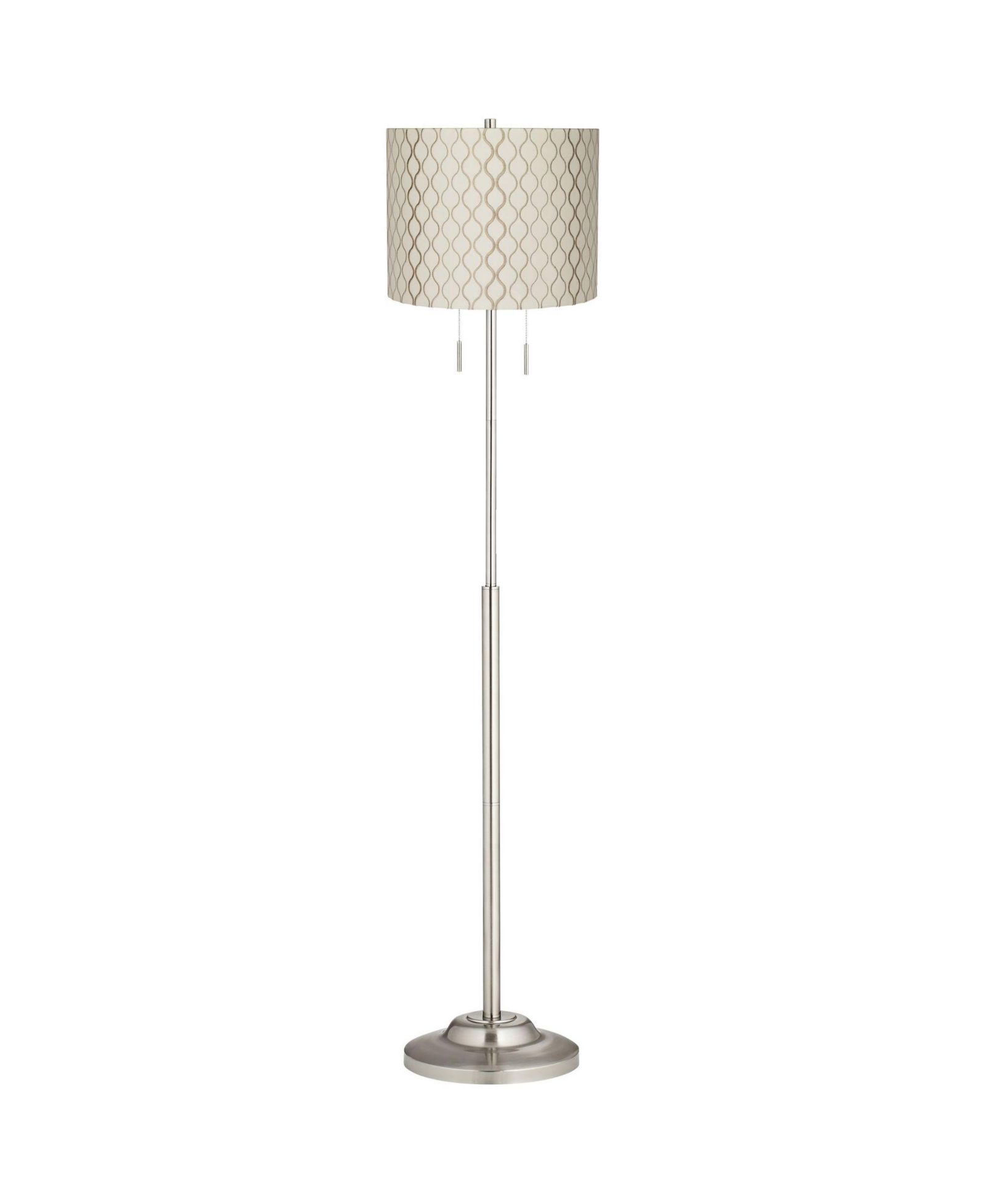 360 Lighting Abba Modern Floor Lamp Standing 66" Tall Embroidered Hourglass Drum Shade for Living Room Bedroom Office House