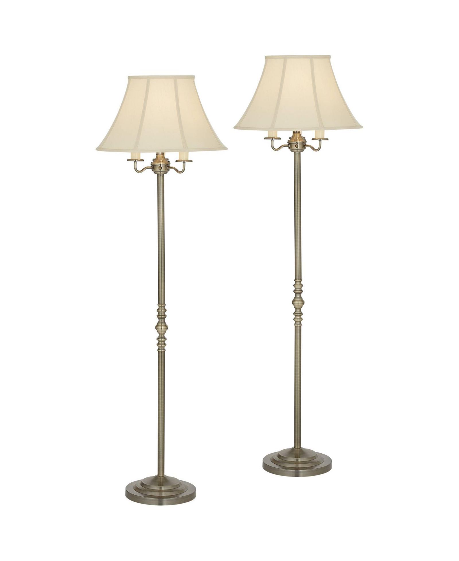 Regency Hill Montebello Traditional 59" Tall Standing Floor Lamps Set of 2 Lights 4-Light Antique Brass Finish