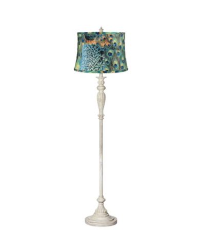 360 Lighting Торшер Shabby Chic с абажуром с принтом павлина для гостиной, спальни или офиса