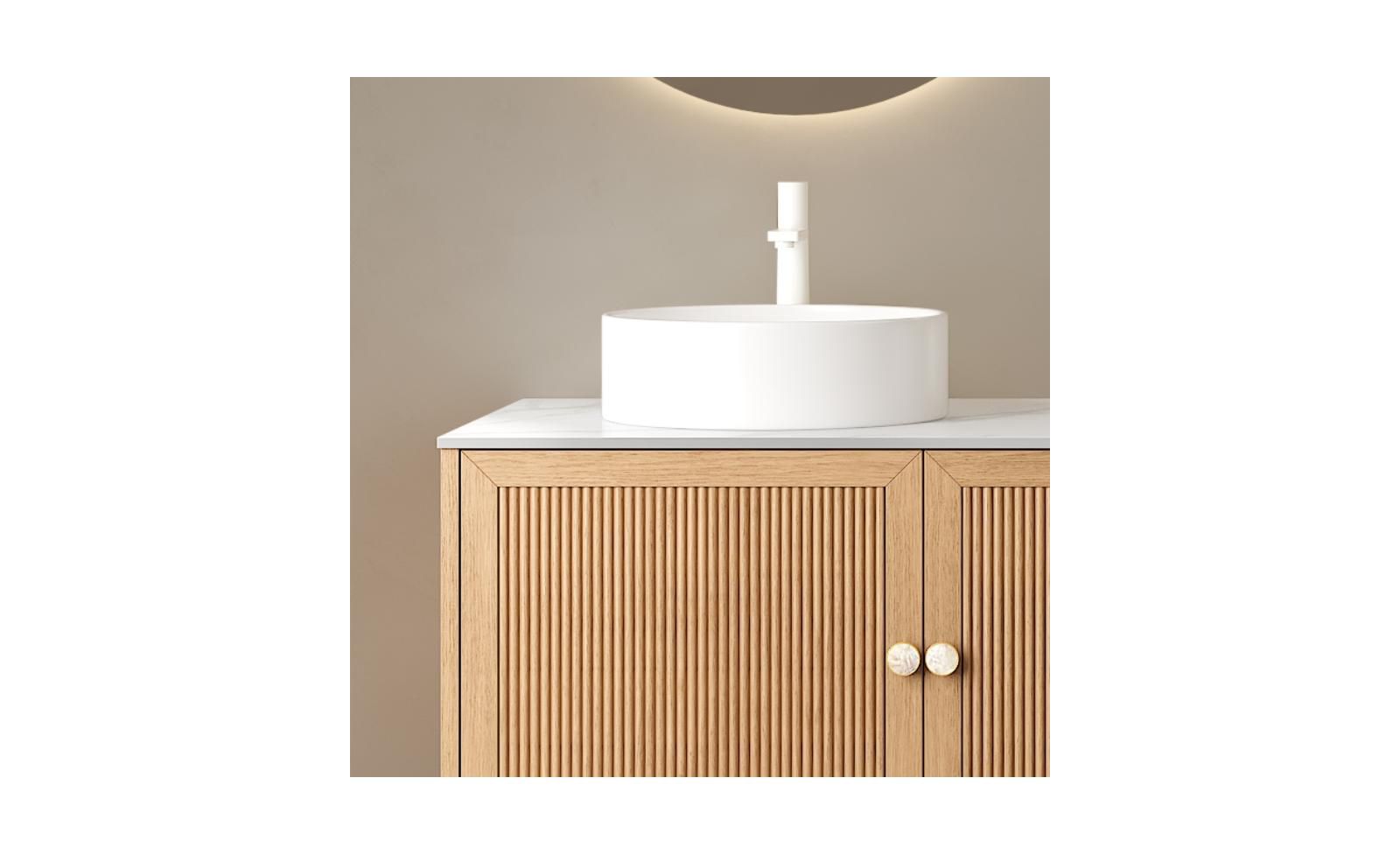 BUSDAYS MUNIN 16'' Bathroom Sink, Round Vessel Ceramic Basin without Faucet, NO Cabinet, White