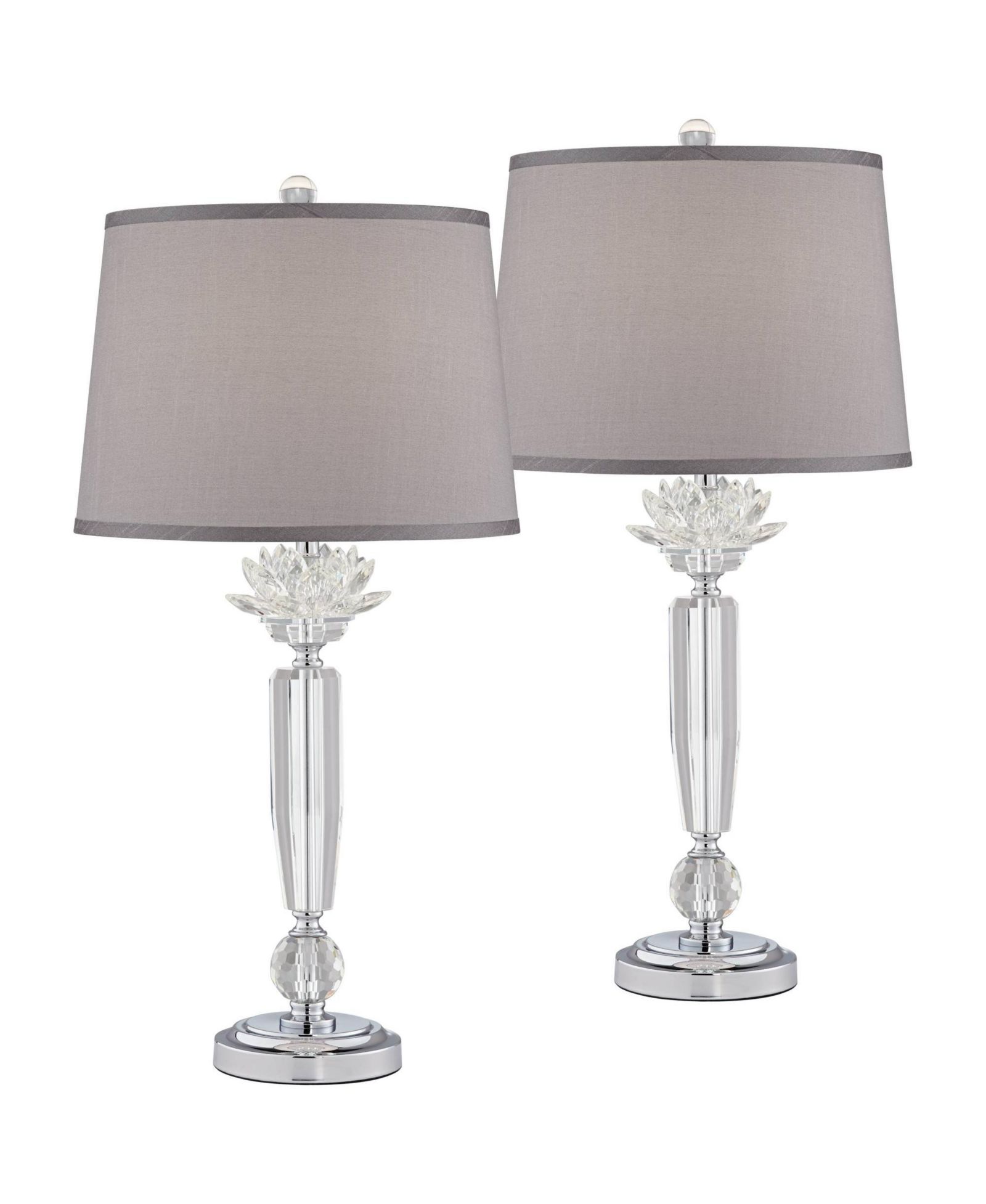 Набор настольных ламп Vienna Full Spectrum Olivia 28 1/4" Tall Modern End Table Lamps Set of 2 Clear Crystal Living Room Bedroom Bedside Nightstand