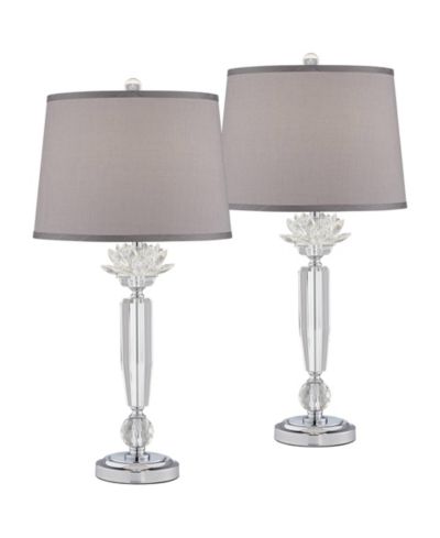 Набор настольных ламп Vienna Full Spectrum Olivia 28 1/4" Tall Modern End Table Lamps Set of 2 Clear Crystal Living Room Bedroom Bedside Nightstand