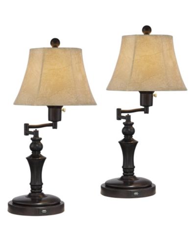 Regency Hill Corey 21 3/4" настольная лампа в стиле фермерского дома, комплект из 2 шт., бронзовый цвет