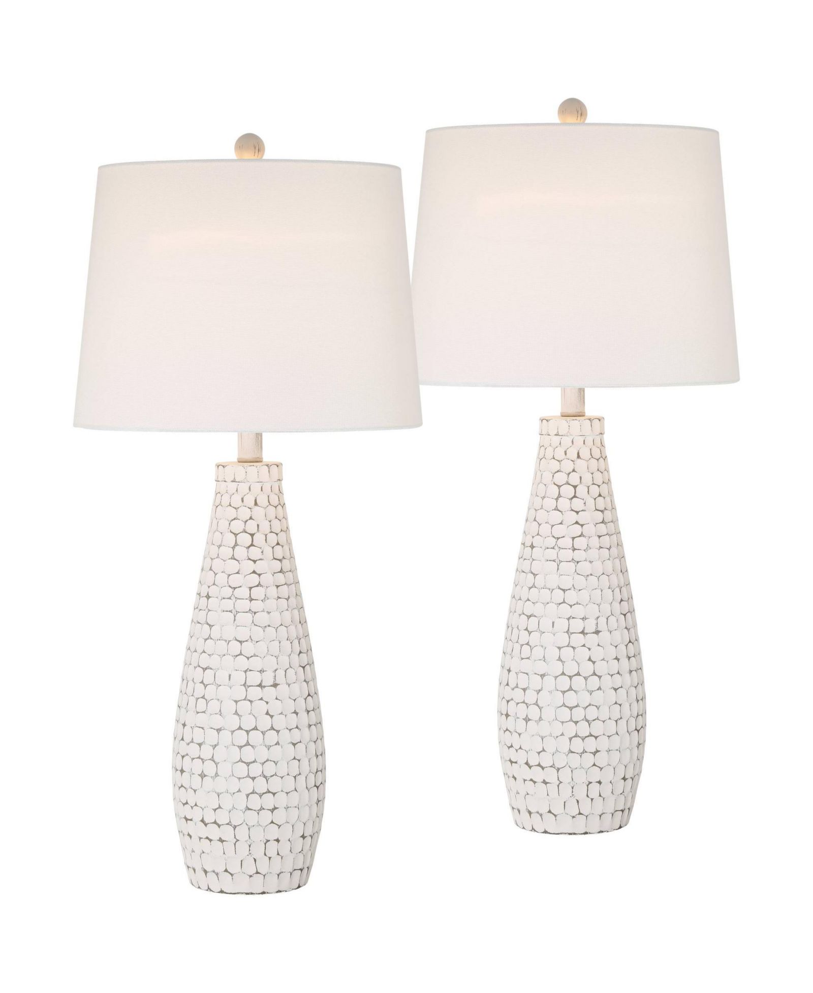 360 Lighting 29 1/2" Tall Modern Coastal End 3-Way Table Lamps Set of 2 USB Port Whitewash Ceramic Shade Living Room Charging