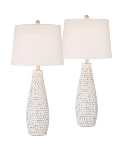 360 Lighting современный прибрежный настольный светильник, 29 1/2" Tall, набор из 2 шт, с USB портом, белая керамика