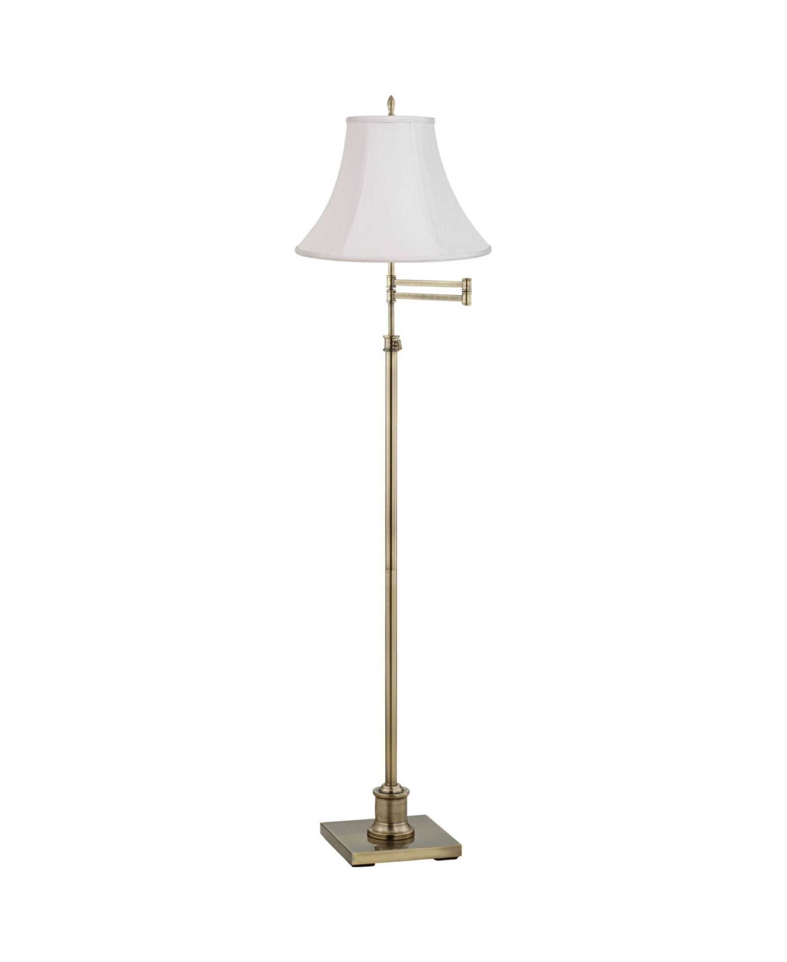 360 Lighting Traditional Swing Arm Floor Lamp 70" Tall Fabric Bell Shade for Living Room Reading Bedroom Office