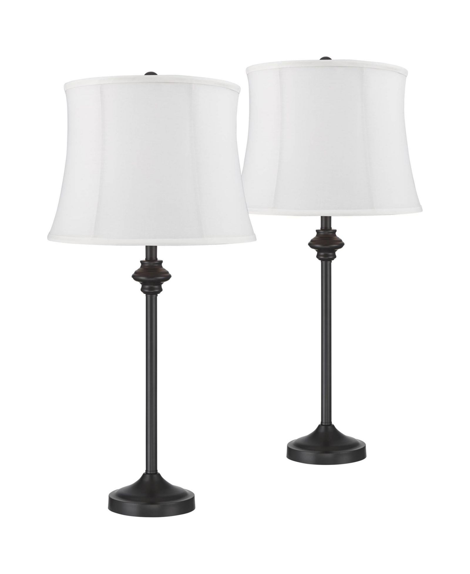 360 Lighting Lynn Modern Industrial Buffet Table Lamps 26" Tall Set of 2 Metal White Fabric Drum Shade for Bedroom Living Room Bedside