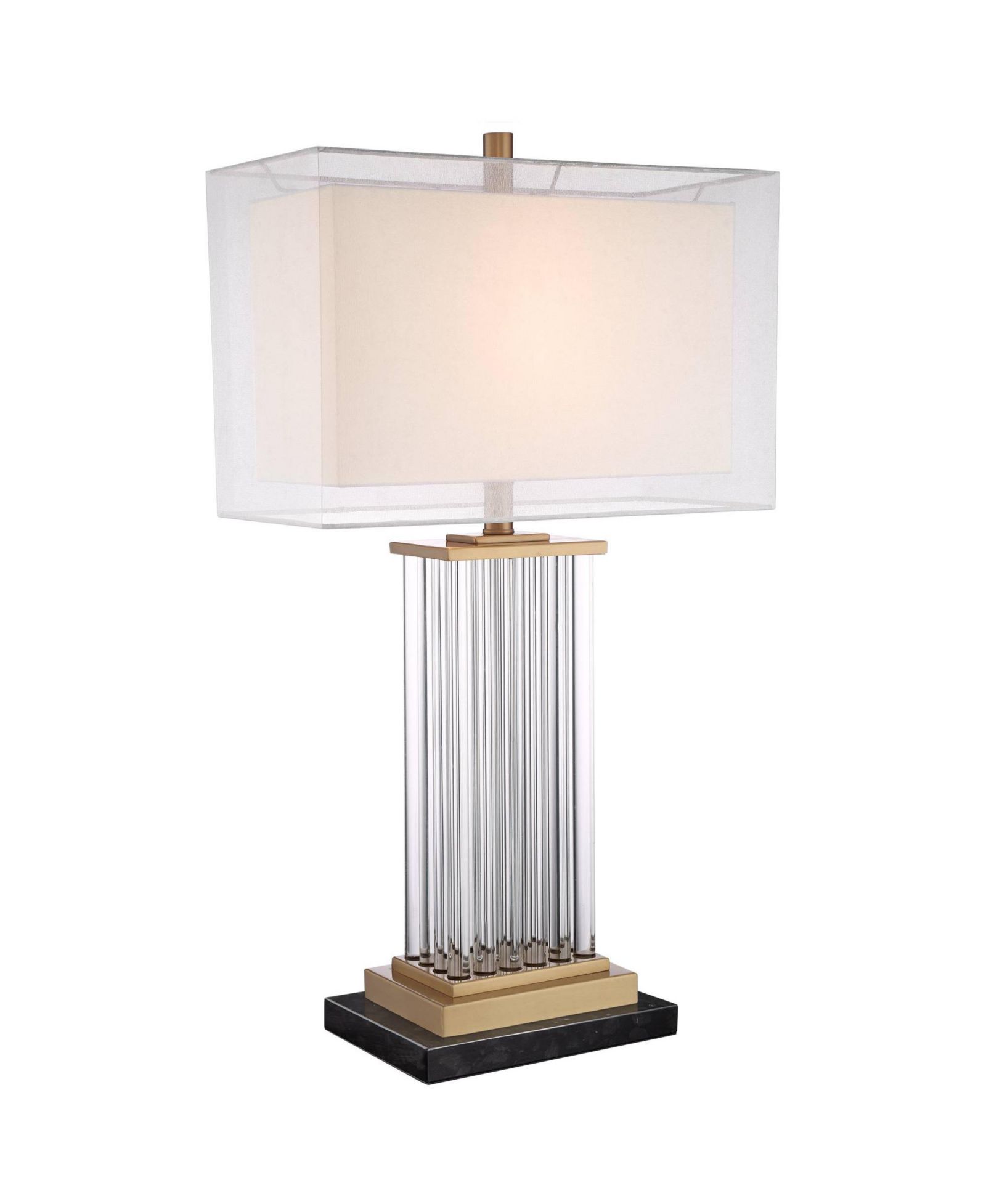 Vienna Full Spectrum Darcia Modern Table Lamp with Riser 29" Tall Crystal Sheer Outer Linen Inner Shade for Bedroom Living Room Bedside