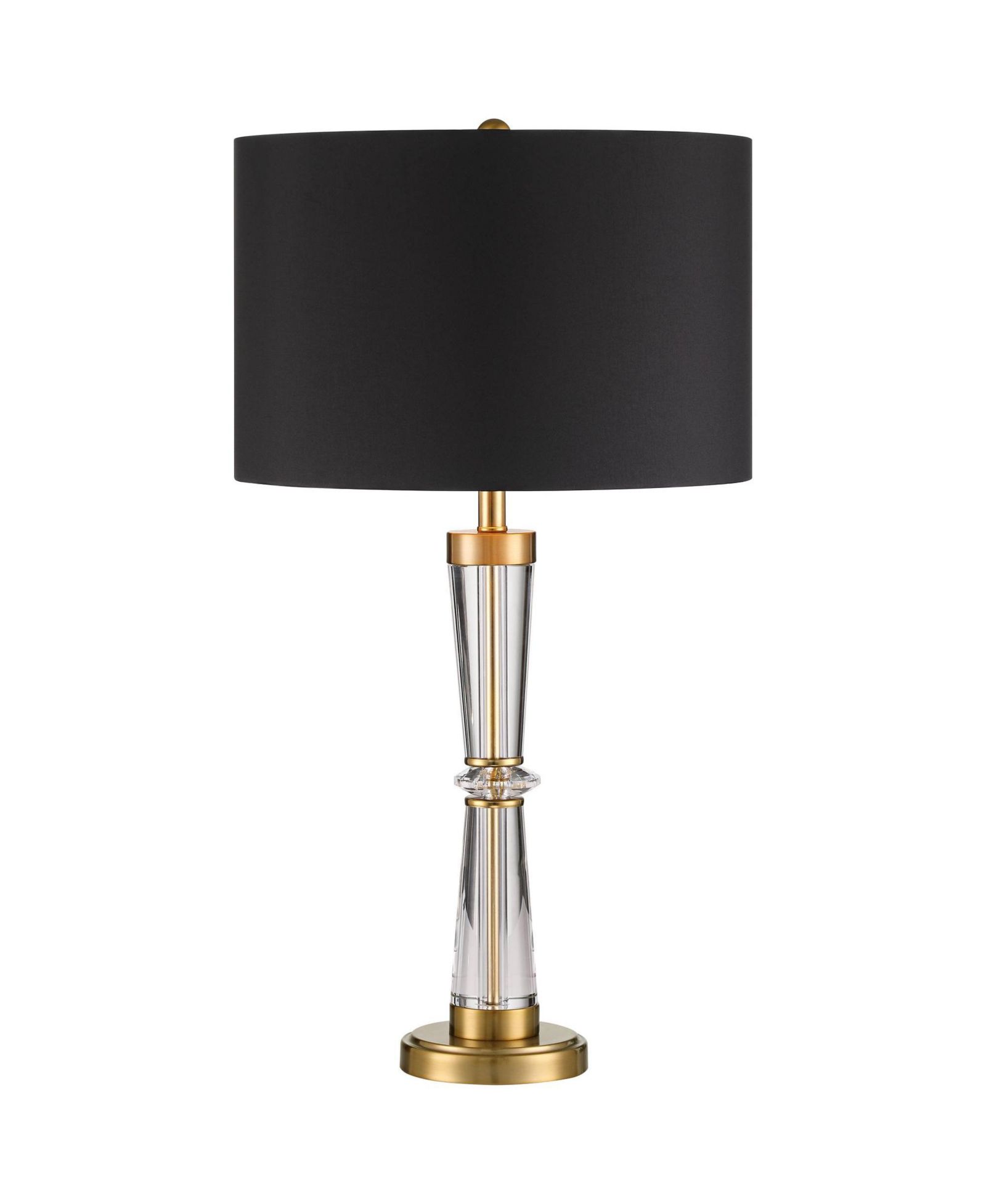 Vienna Full Spectrum Rhoda  High Traditional 3-Way Table Lamp Clear Brass Finish Crystal Metal Single Shade Living Room Bedroom