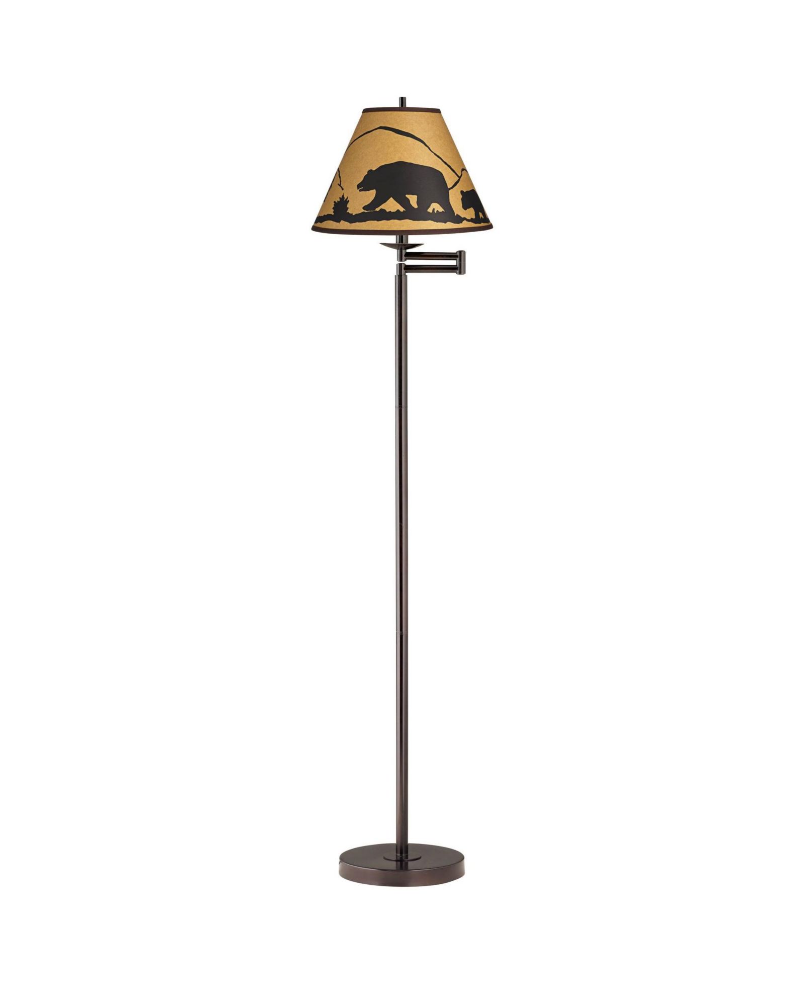 360 Lighting Modern Swing Arm Floor Lamp Adjustable 67.5" Tall Mountain Scene Empire Shade for Living Room Reading Bedroom Office