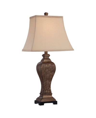 Настольная лампа Regency Hill Edgar Traditional Bronze с USB диммером и прямоугольным абажуром Geneva Taupe
