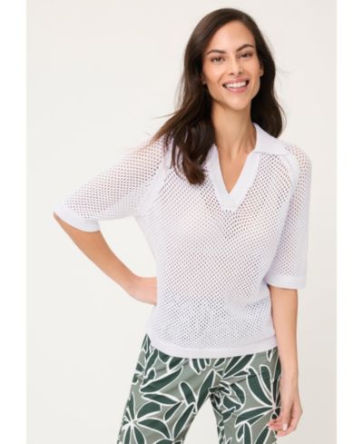 Olsen Women's Ajour Knit Polo Sweater