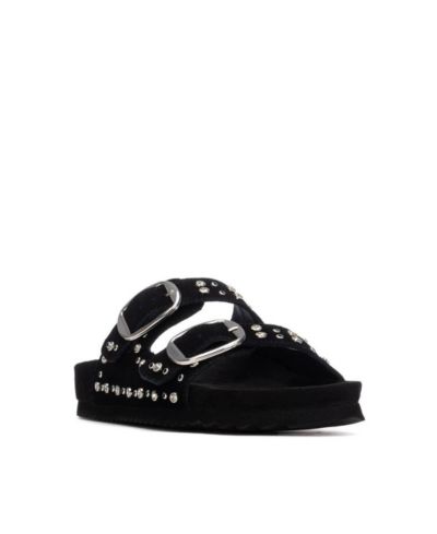 XTI Women's Suede Double Strap Buckle Sandals