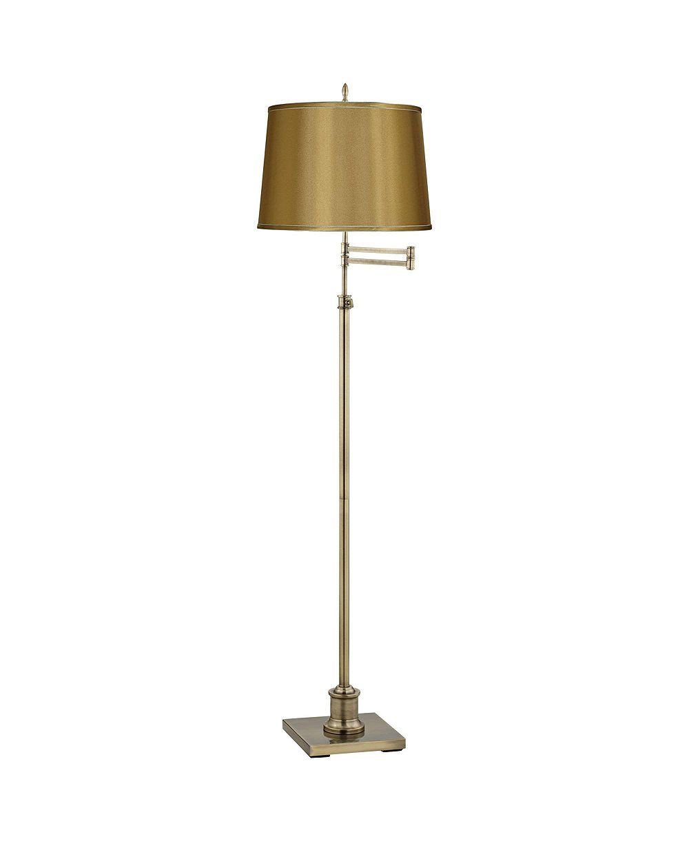 360 Lighting Westbury Sydnee Brass Swing Arm Floor Lamp with Sydnee Shade