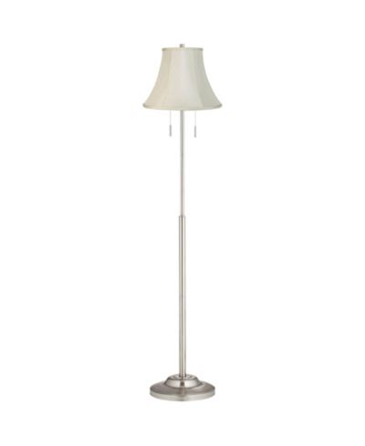 360 Lighting Abba Modern Floor Lamp Standing 66" Tall Brushed Nickel Imperial Fabric Bell for Living Room Bedroom Office House Home
