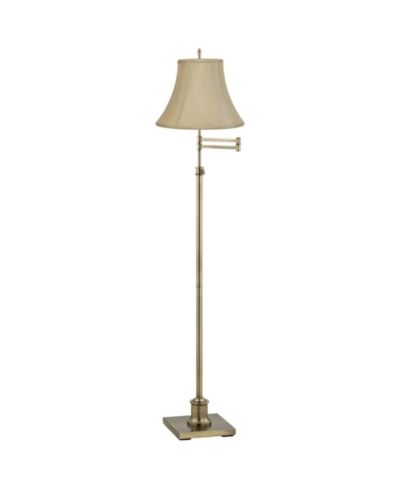 360 Lighting напольный торшер с раздвижным кронштейном 70" Antique Brass Imperial Taupe Fabric Bell Shade