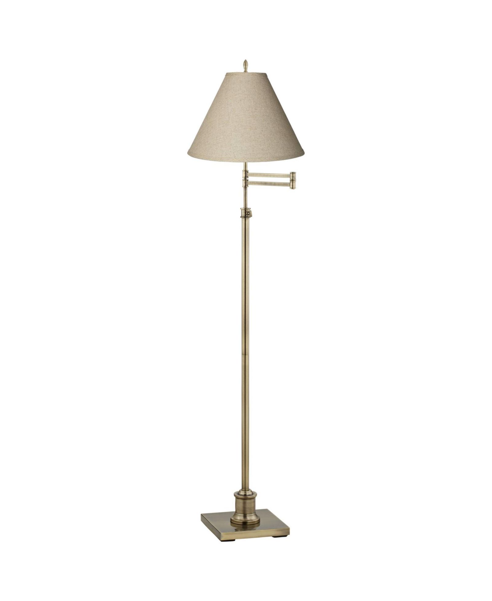 Торшер 360 Lighting Swing Arm Adjustable Height 70" Antique Brass Fabric Shade