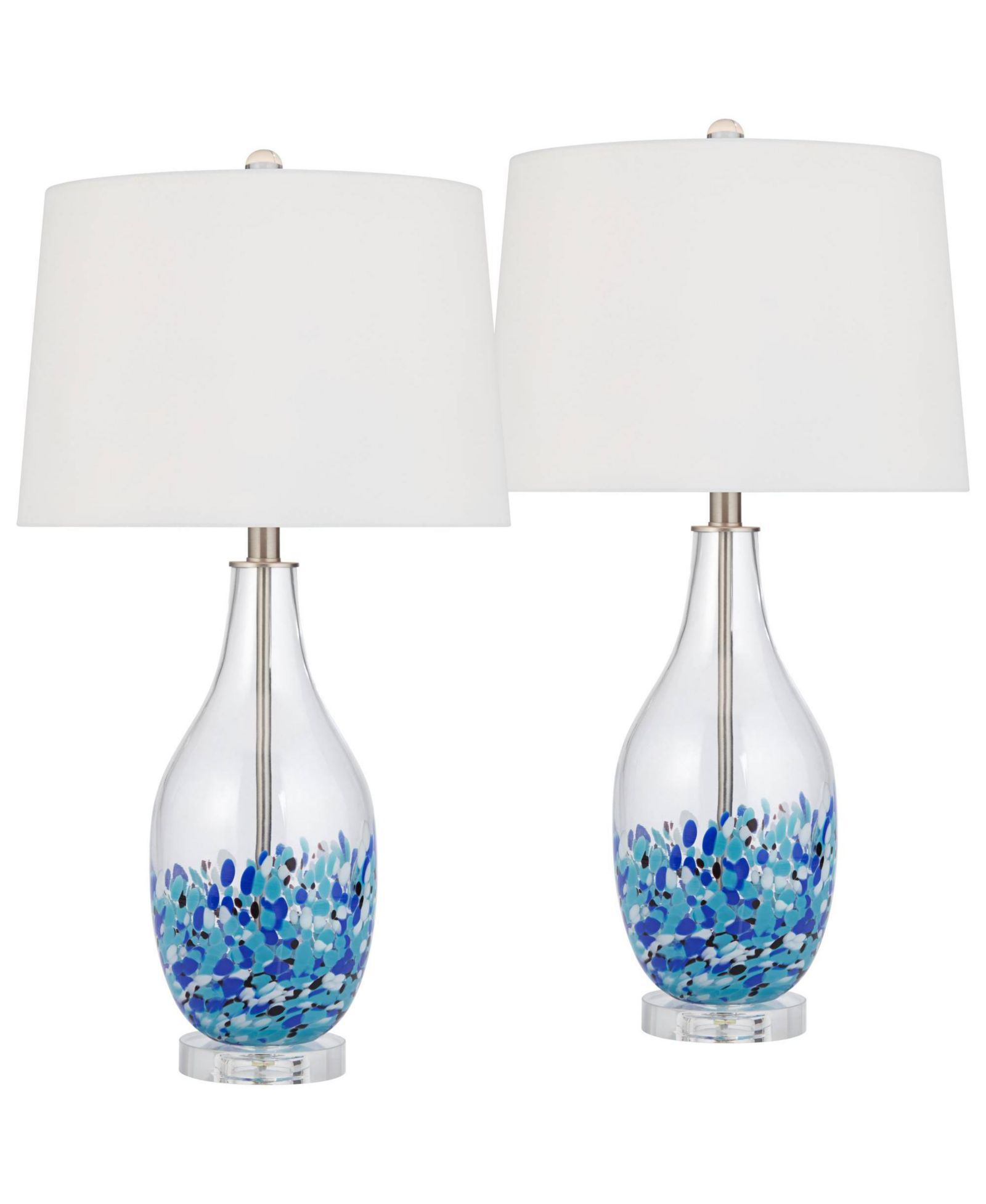 360 Lighting Marnie 27 3/4" Tall Curved Modern Coastal Table Lamps Set of 2  Art Glass Living Room Bedroom (Colors May Vary)