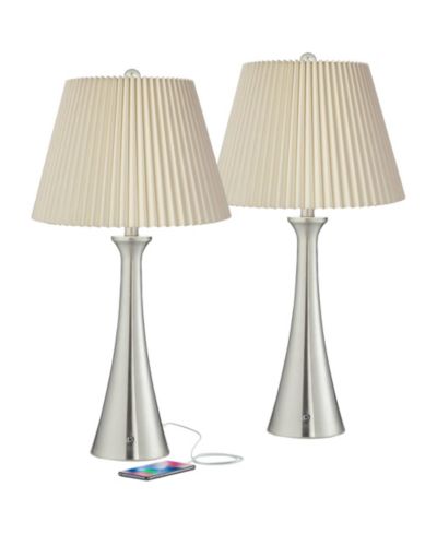 360 Lighting настольные лампы Karl, набор из 2 шт, высота 27 1/2", матовый никель с USB портом и диммером, цвет Ivory