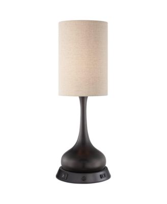 360 Lighting современная настольная лампа с USB и розеткой, 24.5" высота, бронза и бежевая ткань