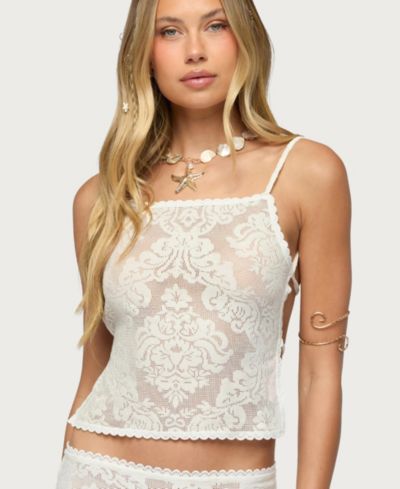 Женский топ Edikted Violette Sheer Lace Tie Back