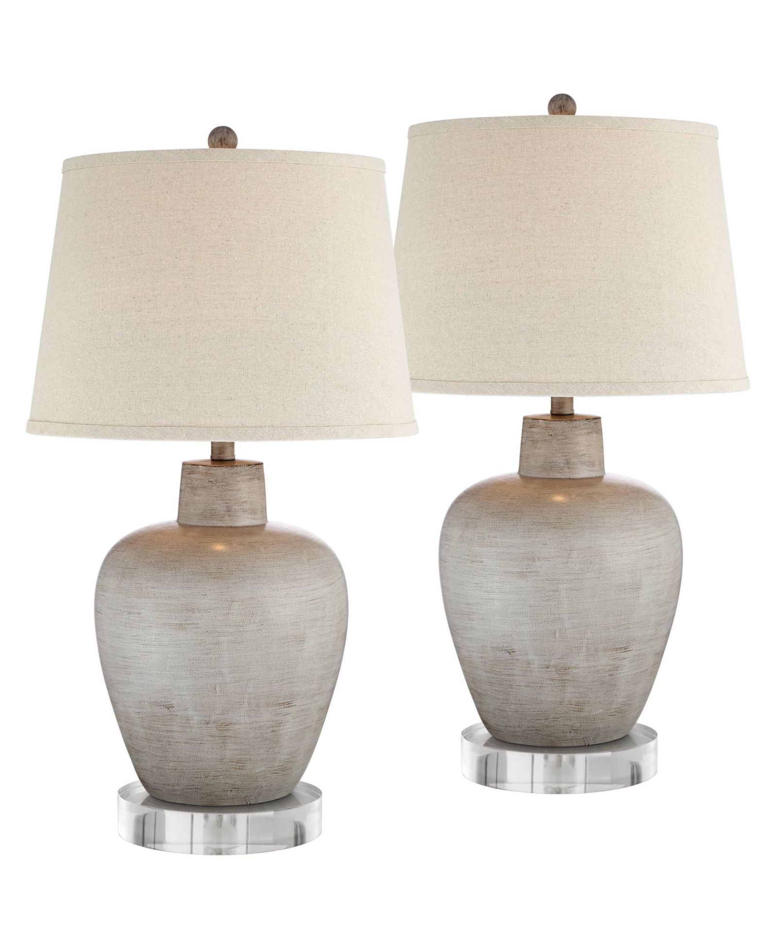 Possini Euro Design Glenn Rustic Farmhouse Table Lamps Set of 2 with Round Risers 28 1/2" Tall Neutral Fabric Drum Shade for Bedroom Living Room