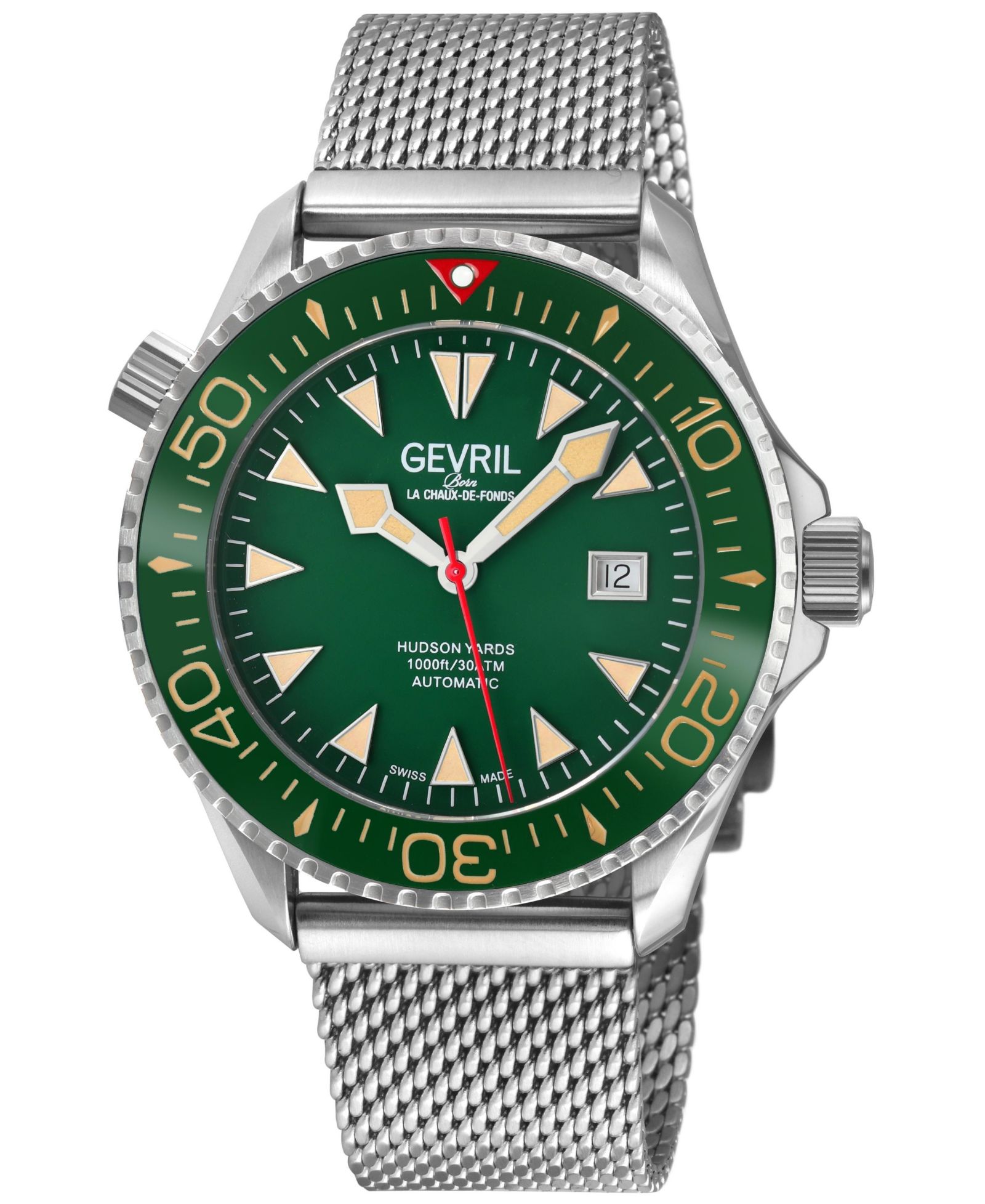 Gevril Men's Hudson Yards Swiss Automatic Silver Mesh Band Watch