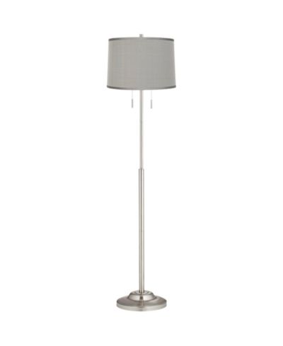 Торшер 360 Lighting Abba Modern, Brushed Nickel Platinum Dupioni Silk Drum Shade