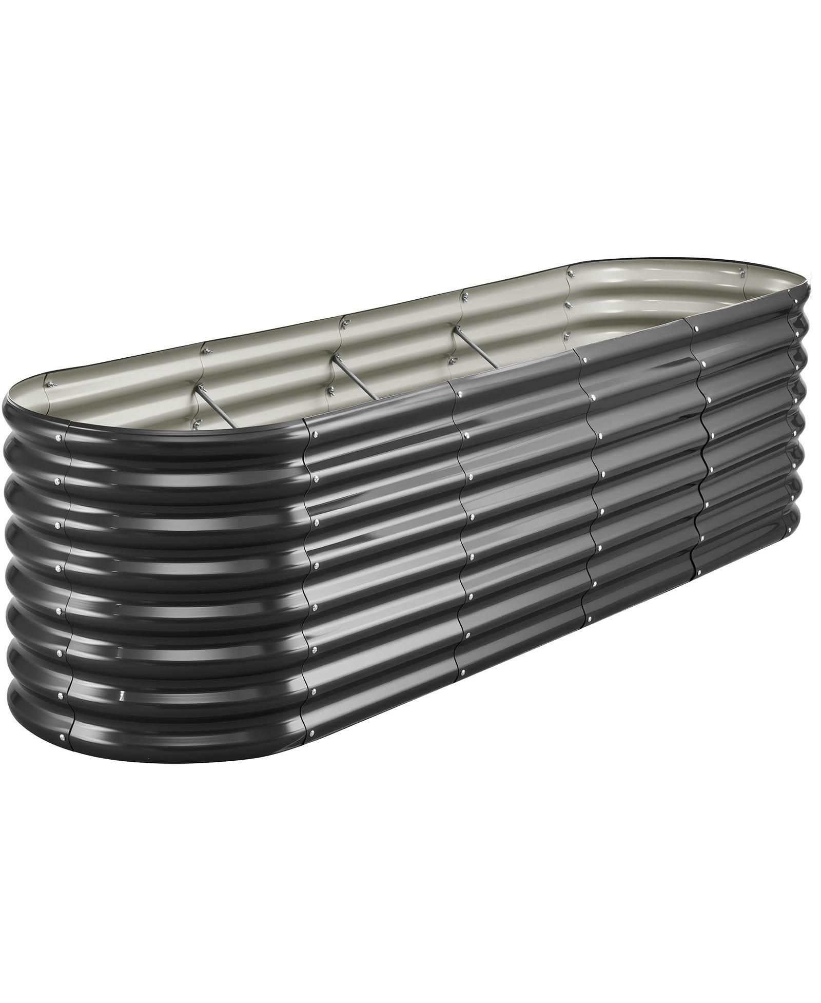 GOUUN Oval Metal Raised Garden Bed, Galvanized Planter Box with Reinforcement Bar