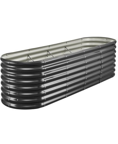 GOUUN Oval Metal Raised Garden Bed, Galvanized Planter Box with Reinforcement Bar