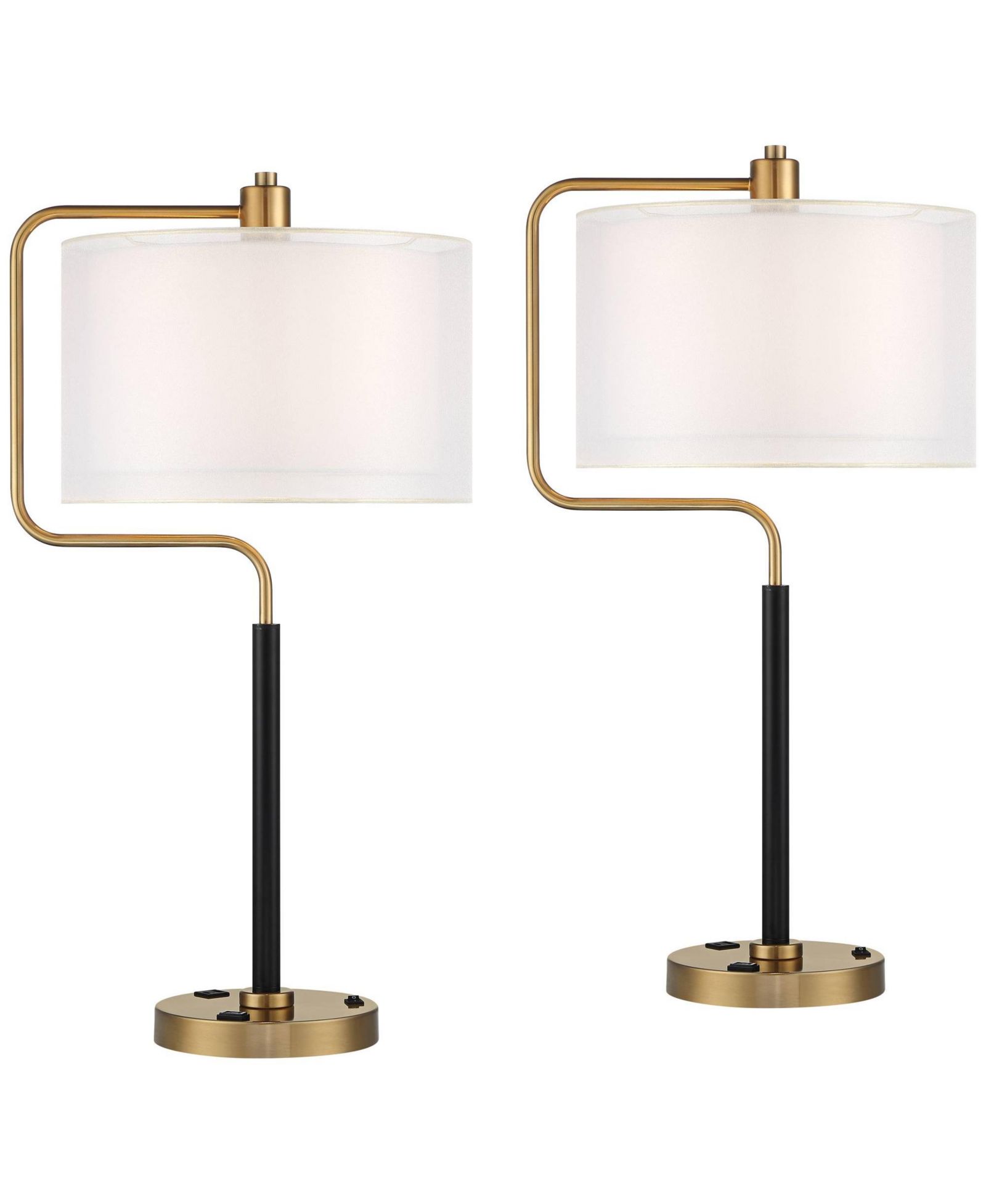 Possini Euro Design Carlyle 30 1/2" Tall Mid Century Modern Desk Lamps Set of 2 USB Port Smart Socket AC Power Outlet