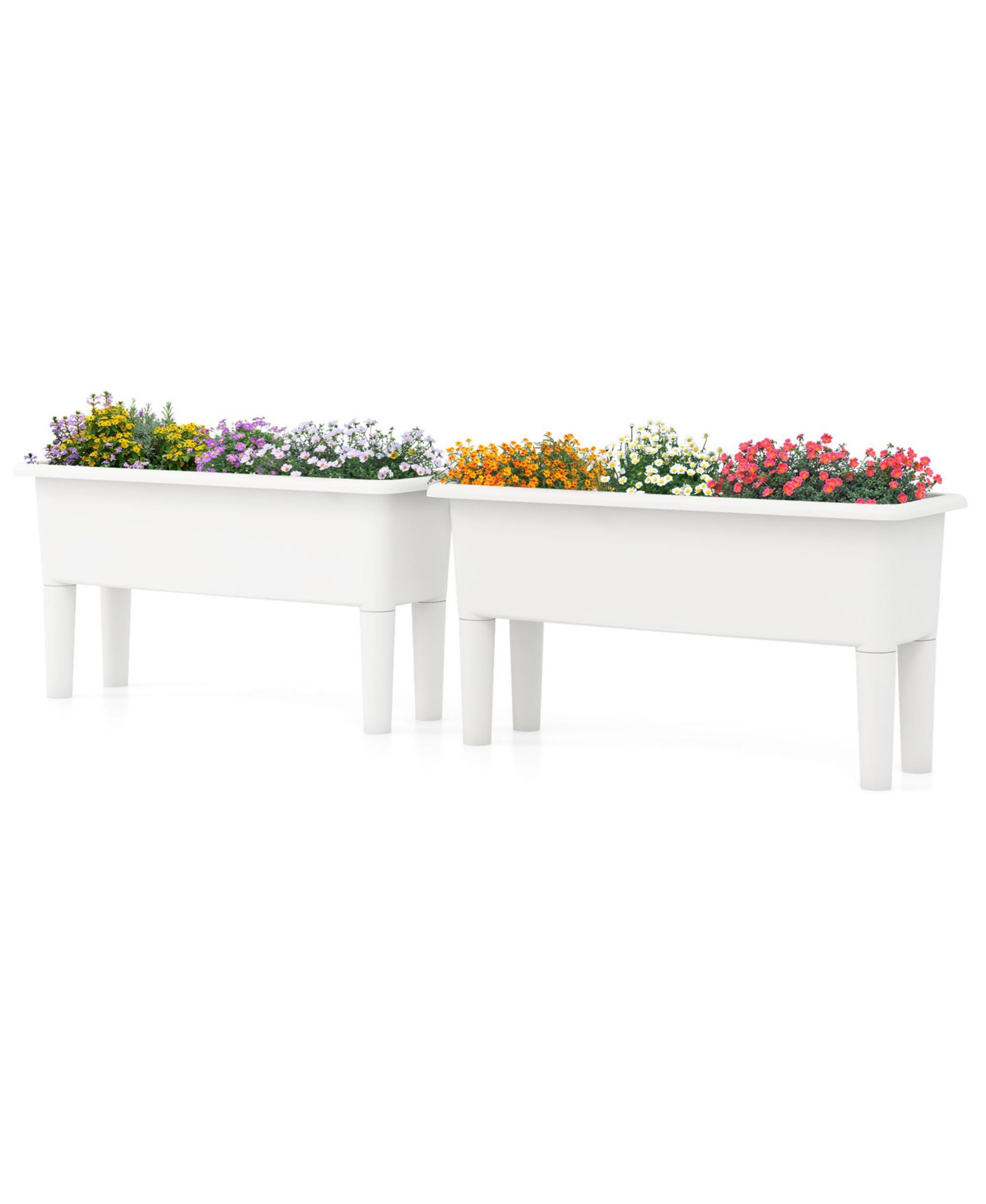 Gymax 2 PCS Raised Garden Beds with Detachable Legs and Drainage Hole for Vegetables