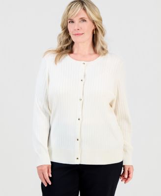 Кардиган JM Collection Plus Size Ribbed Scoop-Neck