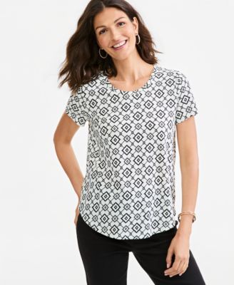 Style & Co Women's Printed Short-Sleeve Crewneck Tee, Macy's Exclusive